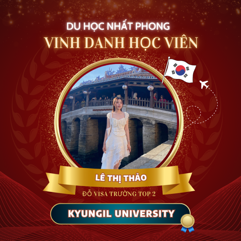 Vinh danh Lê Thị Thảo – Tự hào đậu visa du học Đại học Kyungil, Hàn Quốc