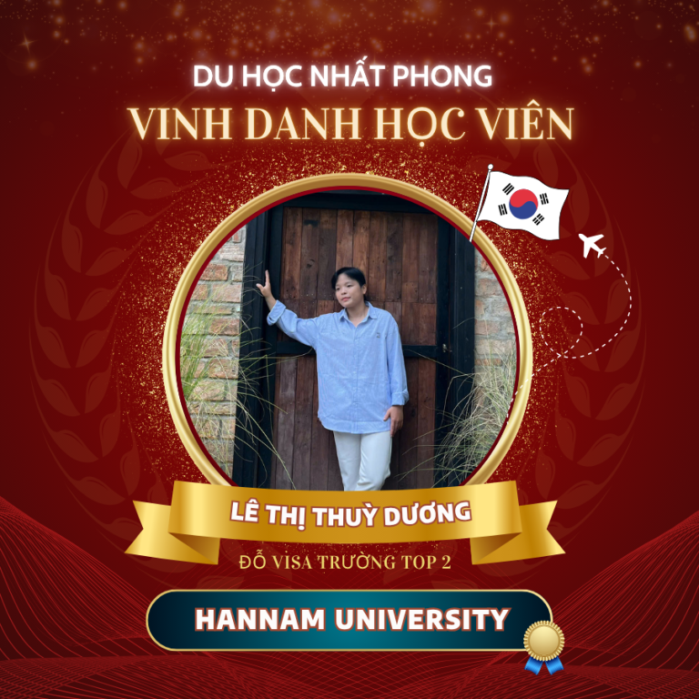 Vinh danh Lê Thị Thùy Dương – Đậu visa du học Hàn Quốc, chính thức trở thành tân sinh viên Đại học Hannam